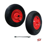 Carica l'immagine nel visualizzatore Galleria, Ruota pneumatica per carriole in nucleo in LAMIERA VERNICIATA | Battistrada A | 16“x4.00-8 | 400x100 | Foro a boccola o cuscinetti | M12X210