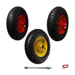 Carica l'immagine nel visualizzatore Galleria, Ruota pneumatica per carriole in nucleo in LAMIERA VERNICIATA | Battistrada DC | 16“x4.00-8 | 400x100 | Foro a boccola o cuscinetti | M12X210 o M12X170