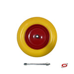 Carica l'immagine nel visualizzatore Galleria, Ruota antiforatura PER CARRIOLE in nucleo in LAMIERA | 14“x3.50-8 | 360x85 | Foro a boccola di 12 mm | Battistrada A | Asse M12X210 | FFP2603-1Y