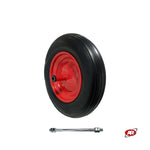 Carica l'immagine nel visualizzatore Galleria, Ruota antiforatura PER CARRIOLE in nucleo in LAMIERA | 14“x3.50-8 | 360x85 | Foro a boccola di 12 mm | Battistrada A | Asse M12X210 o M12X170