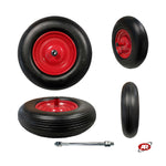 Charger l'image dans la visionneuse de galerie, Roue increvable POUR BROUETTES avec noyau en TÔLE | Bande de roulement A | 16“x4.00-8 | 400 x 100 | Axe M12X210 | FFP3003-2