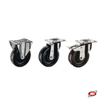 Carica l'immagine nel visualizzatore Galleria, Ruote con struttura MONOLITICA in nylon nero con KIT completo SUPPORTO a PIASTRA in ACCIAIO INOX | Per l'industria agroalimentare | Carichi MEDI