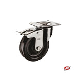 Carica l'immagine nel visualizzatore Galleria, Ruote con struttura MONOLITICA in nylon nero con KIT completo SUPPORTO a PIASTRA in ACCIAIO INOX | Per l'industria agroalimentare | Carichi MEDI