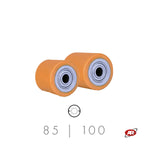 Carica l'immagine nel visualizzatore Galleria, Rulli per TRANSPALLET con rivestimento in POLIURETANO | CARICHI ELEVATI | Diametro da 85 a 100 mm | Cuscinetti a sfera