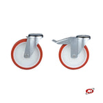 Carica l'immagine nel visualizzatore Galleria, Ruote con nucleo in POLIAMMIDE e rivestimento in POLIURETANO con KIT completo SUPPORTO a ROTANTE in ACCIAIO INOX | Per l'industria agroalimentare | Carichi MEDI