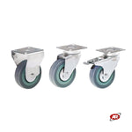 Carica l'immagine nel visualizzatore Galleria, Ruote in gomma grigia con nucleo in polipropilene con SUPPORTO | PIASTRA