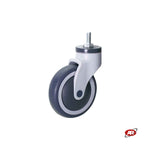 Carica l'immagine nel visualizzatore Galleria, Ruote in gomma termoplastica (TPR) | GRIGIA | con cuscinetti | SUPPORTO ad INIEZIONE IN NYLON | ROTANTE con codolo filettato