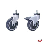 Carica l'immagine nel visualizzatore Galleria, Ruote in gomma termoplastica (TPR) | GRIGIA | con cuscinetti | SUPPORTO ad INIEZIONE IN NYLON | ROTANTE con codolo filettato