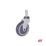 Carica l'immagine nel visualizzatore Galleria, Ruote in gomma termoplastica (TPR) | GRIGIA | con cuscinetti a sfere di precisione | SUPPORTO ad INIEZIONE IN NYLON | ROTANTE con codolo liscio