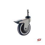 Carica l'immagine nel visualizzatore Galleria, Ruote in gomma termoplastica (TPR) | GRIGIA | con cuscinetti a sfere di precisione | SUPPORTO ad INIEZIONE IN NYLON | ROTANTE con codolo liscio