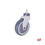 Carica l'immagine nel visualizzatore Galleria, Ruote in gomma termoplastica (TPR) | GRIGIA | con cuscinetti a sfere di precisione | SUPPORTO ad INIEZIONE IN NYLON | ROTANTE con codolo filettato