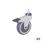 Carica l'immagine nel visualizzatore Galleria, Ruote in gomma termoplastica (TPR) | GRIGIA | con cuscinetti a sfere di precisione | SUPPORTO ad INIEZIONE IN NYLON | ROTANTE con codolo filettato