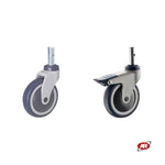 Carica l'immagine nel visualizzatore Galleria, Ruote in gomma termoplastica (TPR) | GRIGIA | con cuscinetti a sfere di precisione | SUPPORTO ad INIEZIONE IN NYLON | ROTANTE con codolo liscio