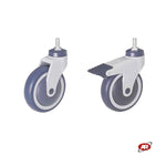 Carica l'immagine nel visualizzatore Galleria, Ruote in gomma termoplastica (TPR) | GRIGIA | con cuscinetti a sfere di precisione | SUPPORTO ad INIEZIONE IN NYLON | ROTANTE con codolo filettato