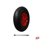 Carica l'immagine nel visualizzatore Galleria, Ruota pneumatica per carriole in nucleo in LAMIERA VERNICIATA | Battistrada DC | 14“x3.50-8 | 360x85 | Foro a boccola o cuscinetti | Asse M12X210