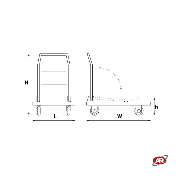 4-wheel trolley for luggage | TRANSPORT CART | HAND CART | Capacity 150 or 300 Kg | 301F | 305F