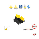 Carica l'immagine nel visualizzatore Galleria, MODULO curva DESTRA o SINISTRA | Pedana passacavi | 2 CANALINE | Protezione cavi | Eventi | Cantieri stradali | Capacità 12 Ton | DH-CP-S2