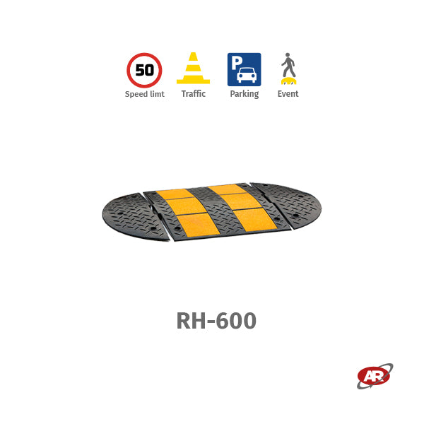 Rallentatori stradali | Modello RH | Centrali o terminali | Dossi artificiali | Dissuasori di velocità | RH-600 o RH-T600 | Velocità massima 50 km/h