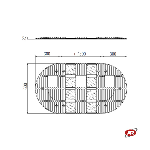 Rallentatori stradali | Modello RH EUROPA | Centrali o terminali | Dossi artificiali | Dissuasori di velocità | RH-600-CE o RH-T600-CE | Velocità massima 50 km/h