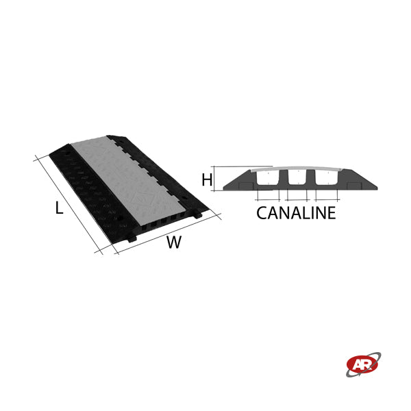 Pedane passacavi | 1 CANALINE | Canalina da pavimento calpestabile | Protezione cavi | Manifestazioni | Eventi | Cantieri stradali | Capacità 12 Ton | DH-CP-S1M