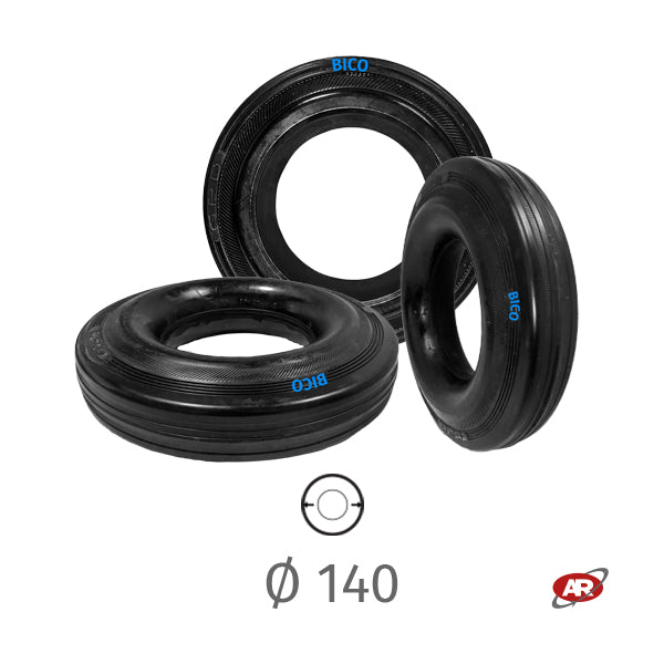 RW2 BICOMPONENT rubber rings | Black | Wear resistance and better grip on the ground | Diameter 140 mm | 140/37.5-70 | BICO140