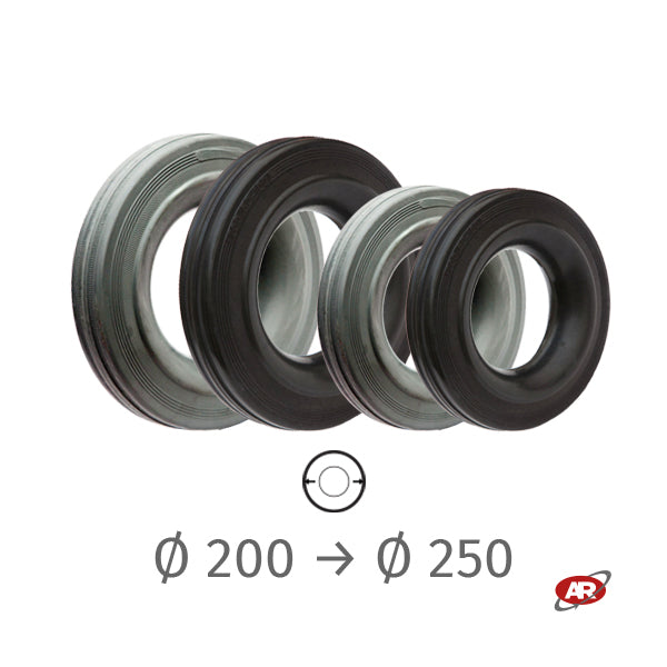 Anneaux en caoutchouc | NORME | Noir ou gris | Diamètre 200, 225 ou 250 mm