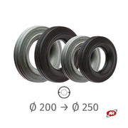 Treads | Rubber Tires | Standard | Black or Gray | Diameter 200, 225, or 250 mm | Industrial Wheel Components