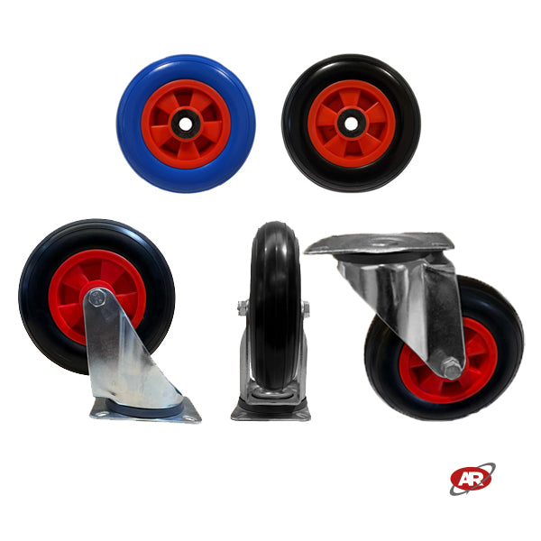 Ruota imperforabili 200x50 | Blu o nera | FOAM | SUPPORTO standard GIREVOLE | Carrelli carretti rimorchio | Per trasporto | PORTATA 80 Kg | Antiforatura FFP1409-60.2G/FFP1409-60AZ.2G