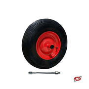 Ruota pneumatica per carriole in nucleo in LAMIERA VERNICIATA | Battistrada A | 16“x4.00-8 | 400 x 100 | Foro a boccola o cuscinetti | M12X210