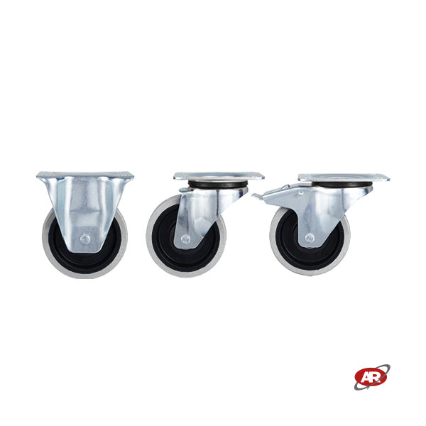 Ruote in gomma elastica | SUPPORTO | PIASTRA | GRIGIA | Scorrimento cuscinetti a sfera
