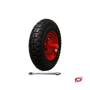 Ruota pneumatica per carriole in nucleo in LAMIERA VERNICIATA | Battistrada DC | 16“x4.00-8 | 400 x 100 | Foro a boccola o cuscinetti | M12X210 o M12X170