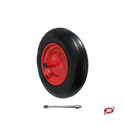 Ruota antiforatura PER CARRIOLE in nucleo in LAMIERA | 14“x3.50-8 | 360x85 | Foro a boccola di 12 mm | Battistrada A | Asse M12X210 o M12X170