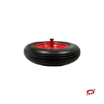 Carica l&#39;immagine nel visualizzatore Galleria, Ruota antiforatura PER CARRIOLE in nucleo in LAMIERA | 14“x3.50-8 | 360x85 | Foro a boccola di 12 mm | Battistrada A | Asse M12X210 o M12X170
