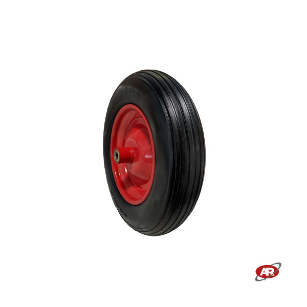 Roue increvable POUR BROUETTES avec noyau en TÔLE | 14"x3.50-8 | 360x85 | Alésage de roulement de 12 mm | Bande de roulement A | Axe M12X170 ou M12X210