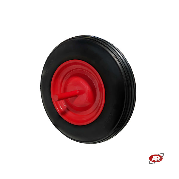 Roue increvable POUR BROUETTES avec noyau en TÔLE | Bande de roulement A | 14"x3.50-8 | 360 x 85 | Axe fixe 20X240 | FFP2603S-20X240