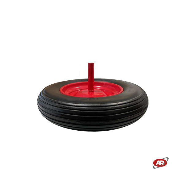Roue increvable POUR BROUETTES avec noyau en TÔLE | Bande de roulement A | 14"x3.50-8 | 360 x 85 | Axe fixe 20X240 | FFP2603S-20X240