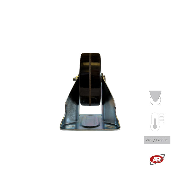 Ruota con struttura MONOLITICA in RESINA FENOLICA TERMOINDURENTE con SUPPORTO | PIASTRA | Per carichi MEDI e ALTE temperature -20/+280 °C