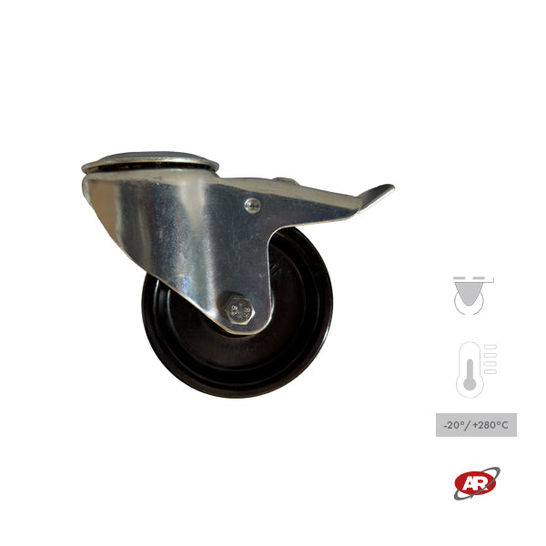 Ruota con struttura MONOLITICA in RESINA FENOLICA TERMOINDURENTE con SUPPORTO | ROTANTE | Per carichi MEDI e ALTE temperature -20/+280 °C