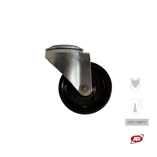 Ruota con struttura MONOLITICA in RESINA FENOLICA TERMOINDURENTE con SUPPORTO | ROTANTE | Per carichi MEDI e ALTE temperature -20/+280 °C