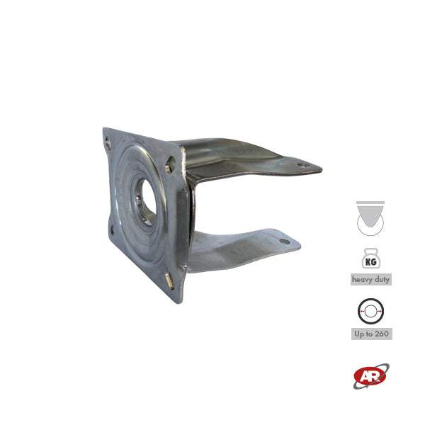 Roulettes robustes à plaque | Fixes | Pivotantes | Pivotantes avec frein | Type industriel | Acier galvanisé | Pour roues Ø 260 (3,00-4) | Charge admissible jusqu'à 500 kg