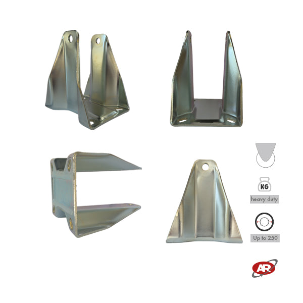 Heavy duty castors | Industrial-grade FIXED plate | 3/4 mm thick galvanized steel | For wheels up to Ø 250 fixed support | Load capacity up to 800 kg
