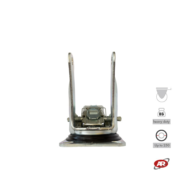 Heavy duty castors | Industrial-grade SWIVEL plate with BRAKE | 3.5/4 mm thick galvanized steel | For wheels up to Ø 250 mm, swivel castor and brake | Load capacity up to 800 kg