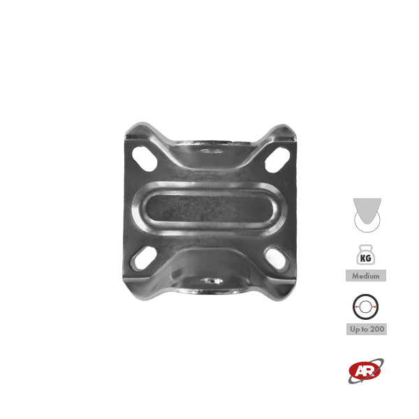 Stainless steel plate supports | FIXED | SWIVEL | SWIVEL with BRAKE | Industrial applications | Load capacity up to 350 kg | For wheels up to Ø 200