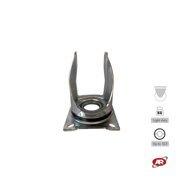 LIGHT duty castors with plate | FIXED | SWIVEL | SWIVEL with BRAKE | Galvanized steel | For industrial wheels up to Ø 125 | Load capacity up to 180 kg