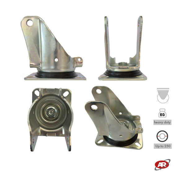 Heavy duty castors | Industrial-grade SWIVEL plate | 3.5/4 mm thick galvanized steel | For wheels up to Ø 250 mm | Swivel castor | Load capacity up to 800 kg