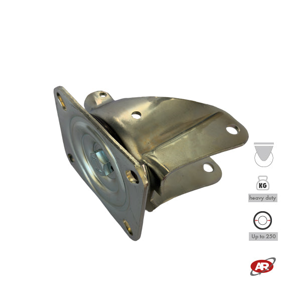 Heavy duty castors | Industrial-grade SWIVEL plate | 3.5/4 mm thick galvanized steel | For wheels up to Ø 250 mm | Swivel castor | Load capacity up to 800 kg