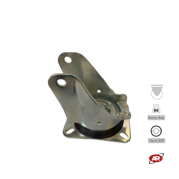 Heavy duty castors | Industrial-grade SWIVEL plate | 3.5/4 mm thick galvanized steel | For wheels up to Ø 250 mm | Swivel castor | Load capacity up to 800 kg