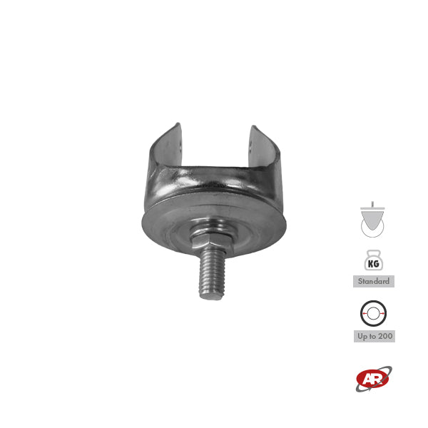 STAINLESS STEEL plate supports | ROTATING and swivel with BRAKE | Industrial applications | Load capacity up to 350 kg | For wheels up to Ø 200