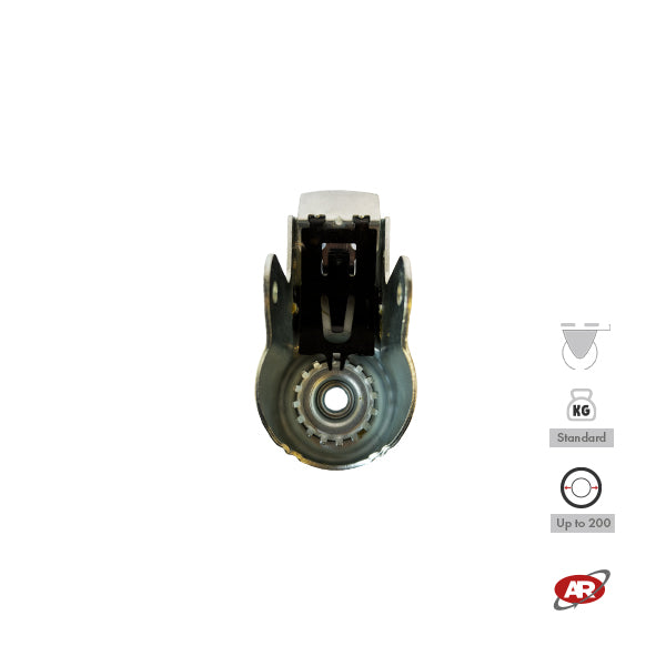 STANDARD/MEDIUM supports | Industrial type swivel with BRAKE | 2.5/3 mm thick galvanized steel | Load capacity up to 350 kg | For wheels up to Ø 200 swivel support with brake