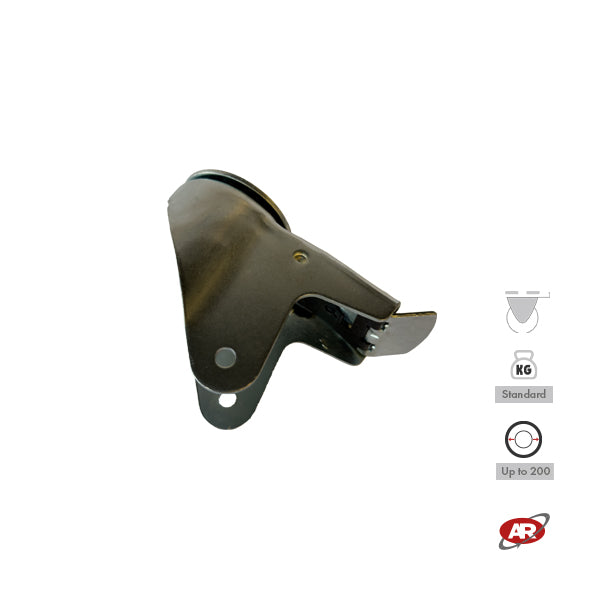 STANDARD/MEDIUM supports | Industrial type swivel with BRAKE | 2.5/3 mm thick galvanized steel | Load capacity up to 350 kg | For wheels up to Ø 200 swivel support with brake